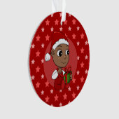 Cute African American baby with a Santa hat オーナメント (正面)