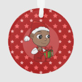 Cute African American baby with a Santa hat オーナメント (裏面)