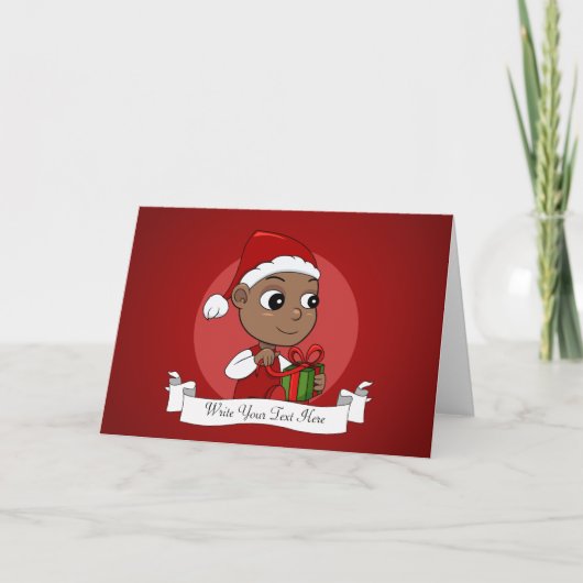 Cute African American baby with a Santa hat シーズンカード (正面)