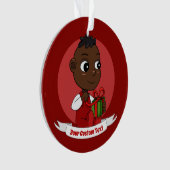 Cute African American Christmas baby cartoon オーナメント (正面)