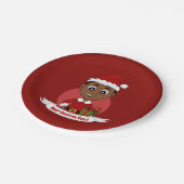 Cute African American Christmas boy cartoon ペーパープレート (アングル)