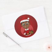 Cute African American Christmas boy cartoon ラウンドシール (封筒)