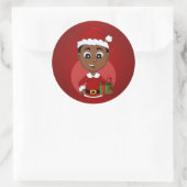 Cute African American Christmas boy cartoon ラウンドシール (バッグ)