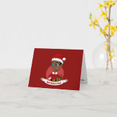 Cute African American Christmas boy with glasses カード (黄色い花)