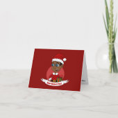 Cute African American Christmas boy with glasses カード (正面)