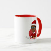 Cute African American Christmas boy with glasses マグカップ (正面右)