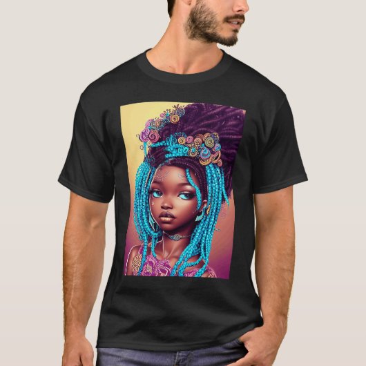Cute African American Girl Artsy Graphic Tシャツ (正面)