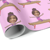 Cute African American Gymnastics Custom Photo ラッピングペーパー (ロールコーナー)