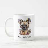 Cute African Wild Dog Reading a Book Custom コーヒーマグカップ (左)