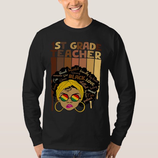 Cute Afro Smart women Black History Month 1st Grad Tシャツ (正面)