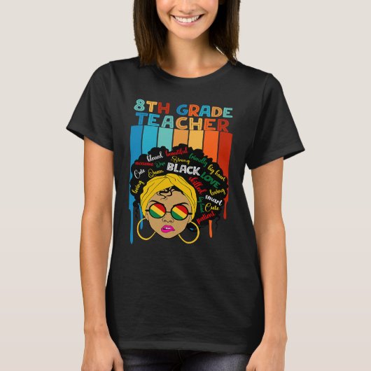 Cute Afro Smart women Black History Month 8th Grad Tシャツ (正面)