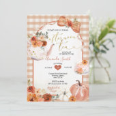 Cute Afternoon Tea party Bow Pumpkin Bridal Shower 招待状 (スタンド正面)