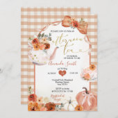 Cute Afternoon Tea party Bow Pumpkin Bridal Shower 招待状 (正面/裏面)