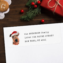 Cute Airedale Terrier Christmas Dog Return Address ラベル