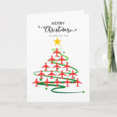 Cute Airplane Christmas Tree & Photo Funny Custom カード (正面)