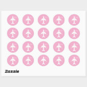 Cute Airplane Hearts Pink Girl Pilot Travel Custom ラウンドシール (シート)