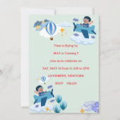 Cute Airplane Kids Birthday Invitation 招待状 (正面)