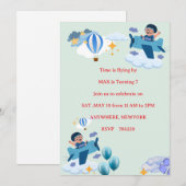 Cute Airplane Kids Birthday Invitation 招待状 (正面/裏面)