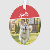 Cute Akita Dog Holiday Christmas Photo オーナメント (正面)