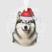 Cute Alaskan Malamute Dog Holiday Christmas Photo オーナメント (裏面)