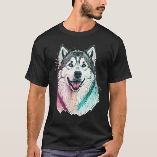 Cute Alaskan Malamute Dog on Alaskan Malamute   1 Tシャツ (正面)