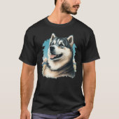 Cute Alaskan Malamute Dog on Alaskan Malamute 2 Tシャツ (正面)