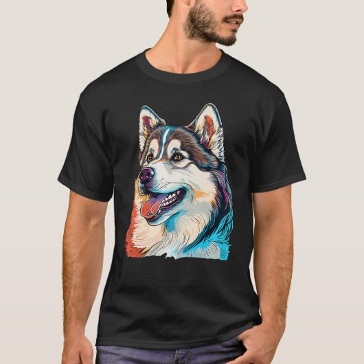 Cute Alaskan Malamute Dog on Alaskan Malamute  3 Tシャツ (正面)