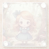Cute Alice Adventures Wonderland Woodland Art ガラスコースター (裏面)
