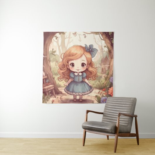 Cute Alice Adventures Wonderland Woodland Art タペストリー (インサイチュ)