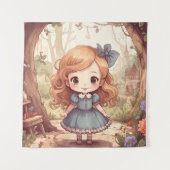 Cute Alice Adventures Wonderland Woodland Art タペストリー (正面)