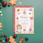 Cute Alice' Creamy Christmas Tea Party Invitation 招待状