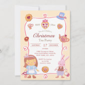 Cute Alice' Creamy Christmas Tea Party Invitation 招待状 (正面)