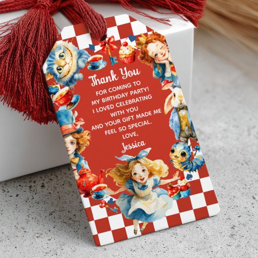 Cute Alice in ONEDERLAND  1st Birthday Thank You  ギフトタグ