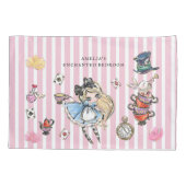 Cute Alice in Wonderland Pink Stripe Bedding 枕カバー (裏面)