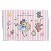 Cute Alice in Wonderland Pink Stripe Bedding 枕カバー (正面)