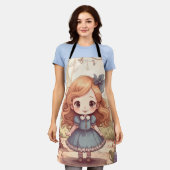 Cute Alice in Wonderland Whimsical Woodland Art エプロン (着用した状態)