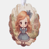 Cute Alice in Wonderland Whimsical Woodland Art オーナメントカード (左)