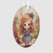 Cute Alice in Wonderland Whimsical Woodland Art オーナメント (正面)