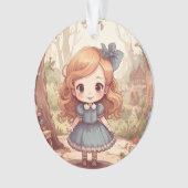 Cute Alice in Wonderland Whimsical Woodland Art オーナメント (正面)