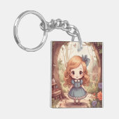 Cute Alice in Wonderland Whimsical Woodland Art キーホルダー (正面左)