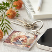 Cute Alice in Wonderland Whimsical Woodland Art キーホルダー (正面右)
