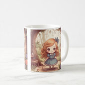 Cute Alice in Wonderland Whimsical Woodland Art コーヒーマグカップ (正面右)