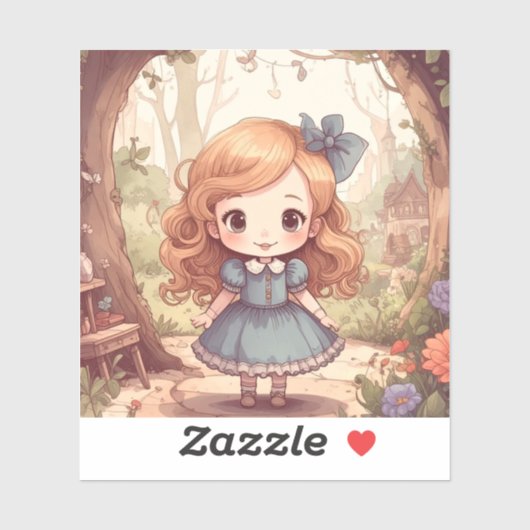 Cute Alice in Wonderland Whimsical Woodland Art シール (シート)