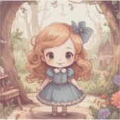 Cute Alice in Wonderland Whimsical Woodland Art シール (正面)