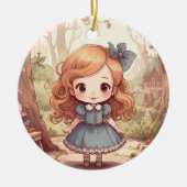 Cute Alice in Wonderland Whimsical Woodland Art セラミックオーナメント (正面)