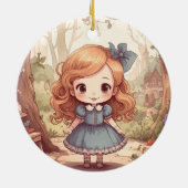 Cute Alice in Wonderland Whimsical Woodland Art セラミックオーナメント (裏面)