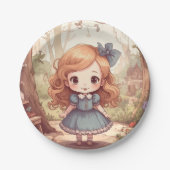 Cute Alice in Wonderland Whimsical Woodland Art ペーパープレート (正面)