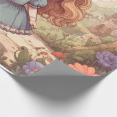 Cute Alice in Wonderland Whimsical Woodland Art ラッピングペーパー (角)