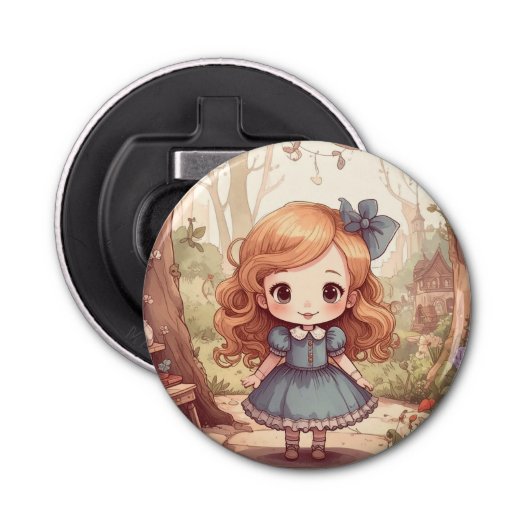 Cute Alice in Wonderland Whimsical Woodland Art 栓抜き (正面)