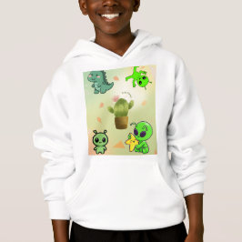cute alien&cactus hoodie,Add a touch of cosmic cut
